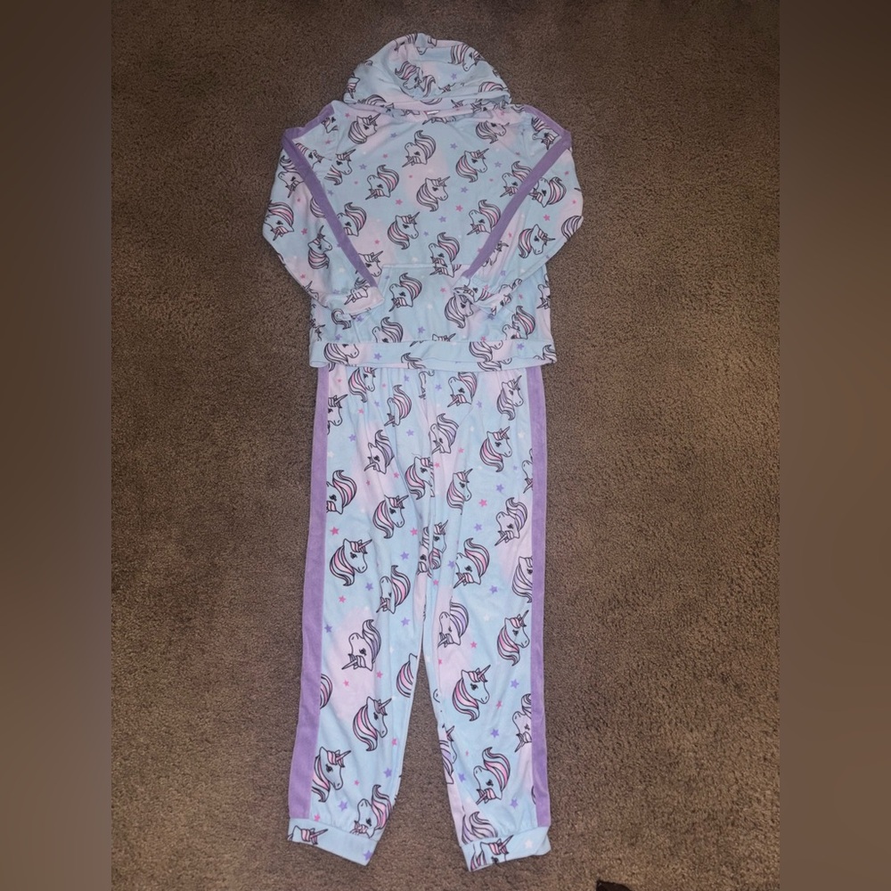 Sainteve Kids. Unicorn Kids Pajama Set - Light Blue and Lavender. Size 14